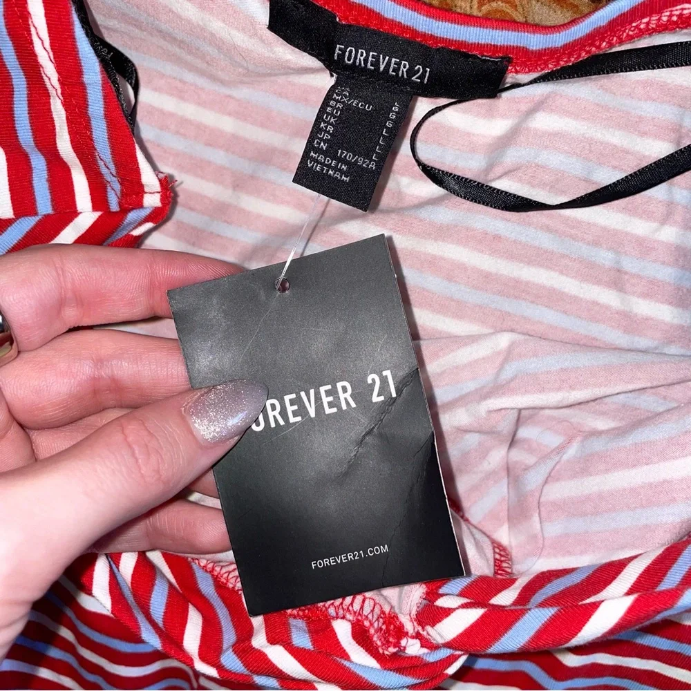 Forever 21 | Red White and Blue Striped Strapless Bodysuit - Picture 6 of 7